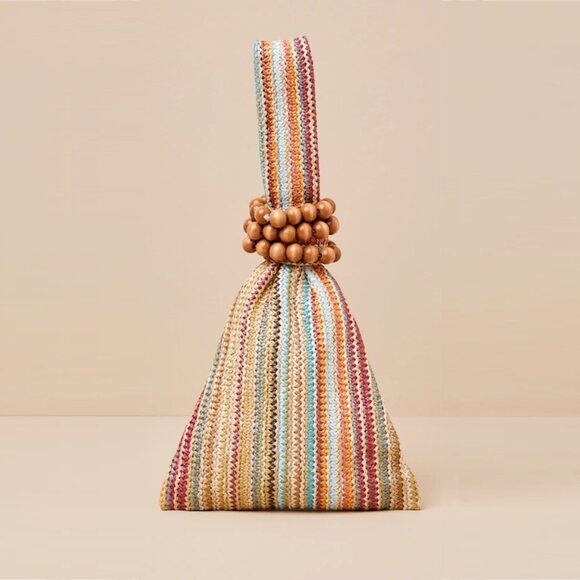 Dolce Vita Carey Raffia Wrislet Bag in Tan Multi Stripe - Picture 1 of 1